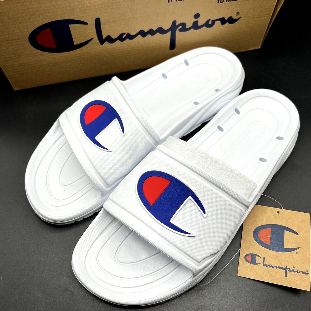 NEW Champion Hydro-C Synthetic Men's Slides Sz 11 Sandals White CP101067M